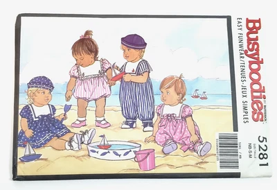 VTG Butterick 5281 BusyBodies Infants Dress Romper Jumpsuit Hat Sewing Pattern - Image 1 of 4