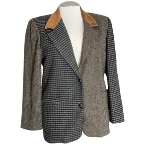 Blazer Vintage The Limited Collection Patrón Mixto Mezcla de Lana a Cuadros Años 90’s - Imagen 1 de 10