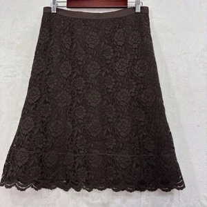 Y2K Vintage Old Navy Lace Overlay Skirt 8 Brown Floral Coquette Dark Academia - Bild 1 von 15