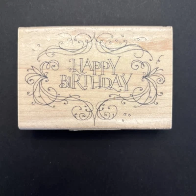 Inkadinkado Happy Birthday Flourish Rubber Stamp B18 Foto 1 de 4