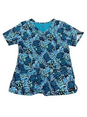 Landau Women's Multicolor Short Sleeve Vneck Scrub Shirt Size Small - Image 1 of 4