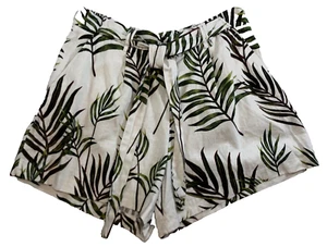 C&C California Womens Linen Blend Shorts Sz 12 White Floral Print Pockets - Picture 1 of 12