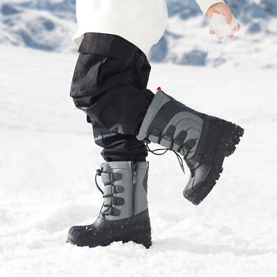 Botas de neve de inverno para crianças jovens meninos meninas com zíper ao ar livre joelho alto botas de esqui - Imagem 1 de 4