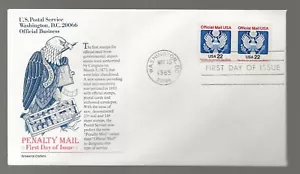 US Scott #O136, First Day Cover 5/15/85 Washington DC Pair 22c Official - Picture 1 of 1