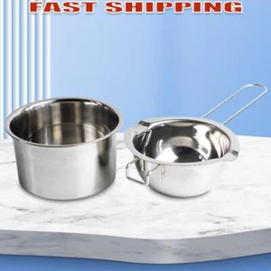 2 Pcs Wax Bowl Long Handled 400ml Wax Melt Pot Anti-Rust Candle Making Supplies - Picture 1 of 12