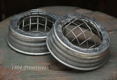 Set of 6 ~ Galvanized Tin 3" Flower FROG Lids ~ Fits Regular/Standard Mason Jars - Image 1 of 2