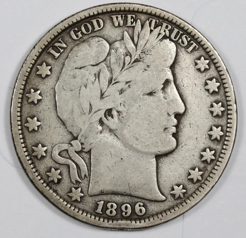 1896 Barber Half.   Fine.  186373 Cover