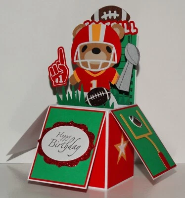 Happy Birthday, Football, Handmade Box Pop up greeting card, Anniversary - Image 1 of 4