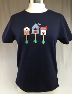 Keneth auch! Marineblau 3 Vogelhaus Baumwolle Top Damen Medium Neu mit Etikett rot weiß grün - Bild 1 von 9