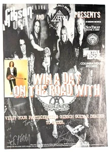 AEROSMITH / GANA UN DÍA EN LA CARRETERA CON GIBSON CONCURSO DE GUITARRA REVISTA ANUNCIO IMPRESO - Imagen 1 de 2