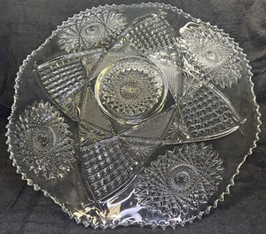 Placa base perforadora vintage Indiana Glass Saratoga Duncan tamaño banquete, 20" D - Imagen 1 de 6