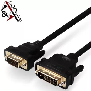 1.5m Kabel VGA 15Pin auf DVI24+5 Dual-Link DVI-I Full HD Gold PC Monitor TFT LCD - Bild 1 von 3