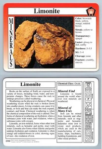 Limonite #23.02 - Minerals - Treasures Of The Earth Grolier Card - Picture 1 of 1