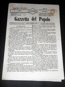 Risorgimento Cavour Torino - Giornale Gazzetta del Popolo n° 96 del 1855 - Foto 1 di 1