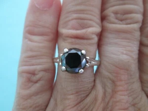 1.80ct 100% REAL NATURAL BLACK DIAMOND RING, CERTIFICATE, WEDDING RING SIZE 7 - Picture 1 of 12