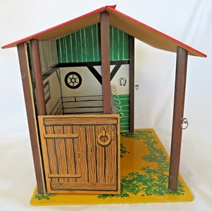 Vintage 70er 1:6 HOLZ PFERDESTALL für Modepuppen & Actionfiguren SIO Design - Bild 1 von 12