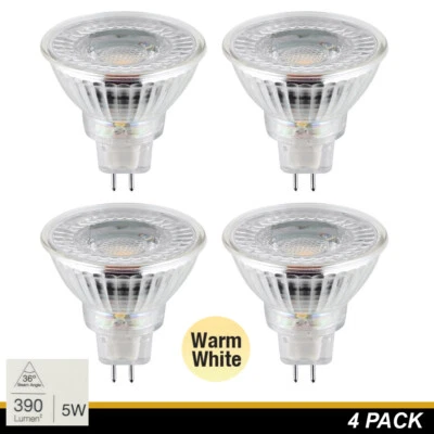 4 x 5W 12V MR16 LED Downlight Globes Light Bulbs 3000K Warm White 390Lm - 36D - Image 1 of 3