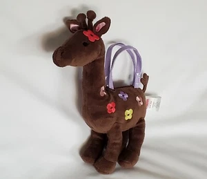 Gymboree Glamour Safari Giraffe Brown Plush Purse Flowers Stuffed Animal 2009 - Picture 1 of 12