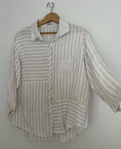 Worthier The Label Blouse Size S/M 100% Linen Striped Work Corporate Business - Picture 1 of 9