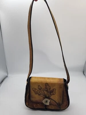 复古 70 年代手工工具棕色皮革钱包 MUSHROOM 手提包 — 第 1/4 张图片