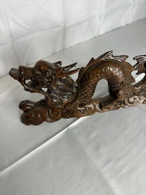 Escultura em madeira escultura artesanal porcelana zodíaco sorte fengshui animal dragão - Imagem 1 de 4