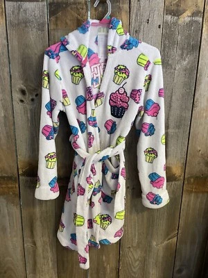 Justice Girls Hooded Robe Cupcake Design with Gems Sz 12/14 - Image 1 of 4