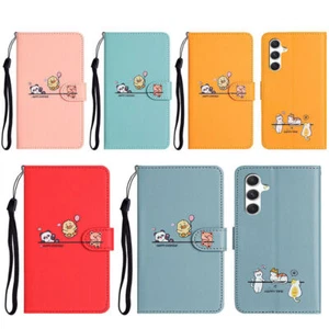 Bear Cat Panda Wallet Phone Case For Samsung S24 S23 S22 S21 A53 A14 A15 A54 A34 - Picture 1 of 15