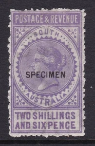 South Aust, 1890 P&R 2/6d Violet, SPECIMEN, perf 11.5, Cr/SA wide, SG195bbs, MLH - Picture 1 of 2