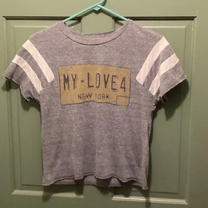 Dirtee Hollywood Youth Gray My-Love 4 New York Crewneck Cropped T-Shirt Size L - Picture 1 of 7