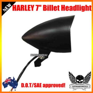 7" black billet bullet head light Harley Sportster XL DYNA Chopper softail VROD - Picture 1 of 3