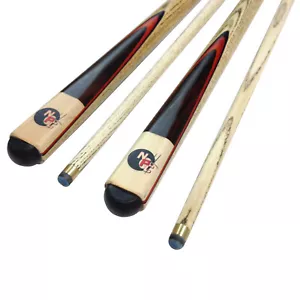 FULL ASH WOODEN POOL SNOOKER BILLIARD CUE SET 2x Two Piece Cues - Picture 1 of 3