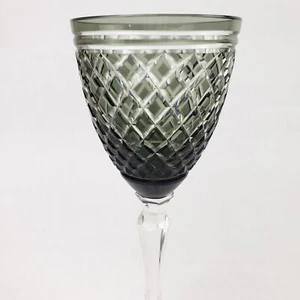 Vintage Murano Crystal Wine Glass Goblet Diamond Pattern Smoky Charcoal Gray - Picture 1 of 11