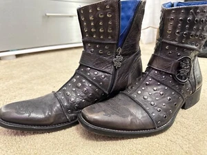 MARK NASON 67634 SmithWick Size 7.5 distressed patina leather rock studded boots - Picture 1 of 1
