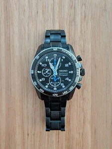 Seiko Sportsura mens watch black 100m water resistant - Picture 1 of 7