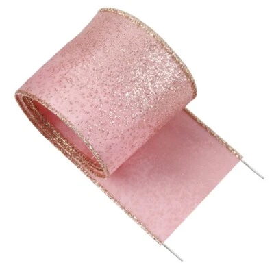 3 yards 2.5" Easter ribbon~2.5" Wired ribbon~pink gold glitter ribbon~Valentines - Image 1 of 2