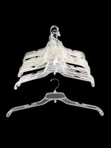 Lot of 10 Clear Plastic Retail Hangers Wire Hook Double Notched Shirt Non Slip - Picture 1 of 5