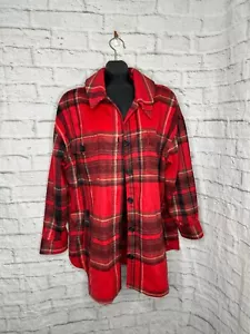 NEW! a.n.a Plaid Midweight Womens Shirt Jacket Long Sleeve Red Plaid Size OX - Picture 1 of 3
