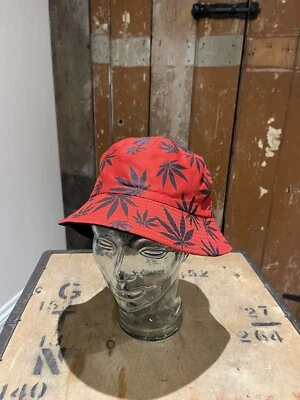 Reversible Bucket Hat Red Leaf Weed Marijuana Ganja Festival Unisex Sun Hat - Image 1 of 4