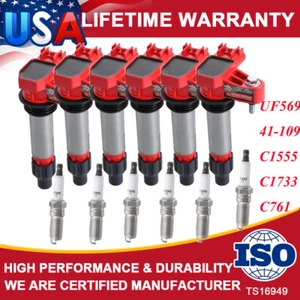 6 Pack 12632479 D515C Ignition Coil & 41-109 Spark Plug For GMC Chevrolet Buick - Picture 1 of 23