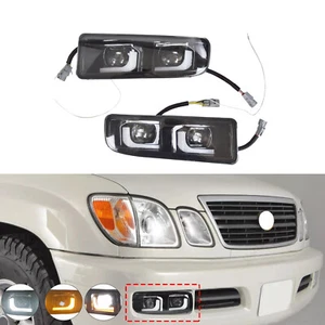 2PCS LED DRL Daytime Running Fog Lights w/ Turn Signal For Lexus LX470 1998-2007 - Picture 1 of 15
