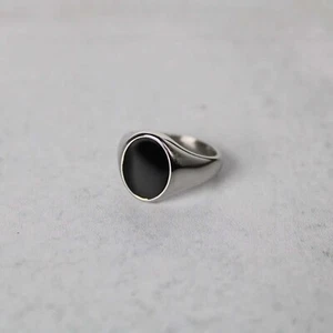 Anillo de sello ovalado de ónix negro de plata de ley 925 para hombre idea de regalo única zx76 - Imagen 1 de 11