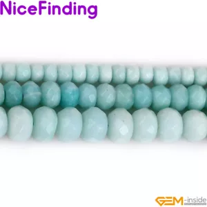 Blue Amazonite Natural Rondelle Faceted Spacer Gemstone Beads Jewelry Making 15" - Picture 1 of 34