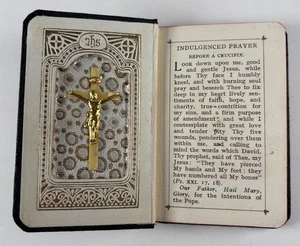 Der kleine Schlüssel des Himmels 1936 Gebetbuch Miniatur JHS Gold Kreuz Kruzifix - Bild 1 von 12
