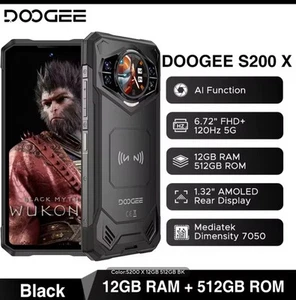 DOOGEE S200X 5G Rugged Unlocked 10100mAh 32+512GB Black Android 14 Smartphone - Picture 1 of 18
