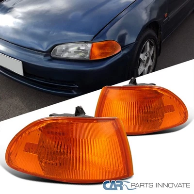 Fits 92-95 Honda Civic 4Dr Sedan EG Amber Corner Lights Turn Signal Lamps Pair - Image 1 of 4