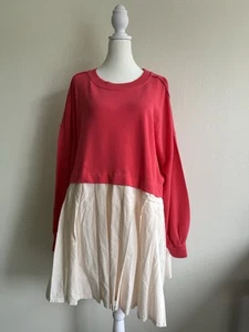 Free People Damen Sweatshirt rosa Eleanor Plissee Trapez Größe S neu ohne Etikett - Bild 1 von 7