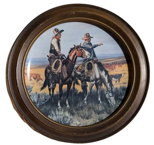 Kern's "Draußen" gerahmter Sammelteller 1. Auflage 1976 The Cowboy Artist Series - Bild 1 von 4