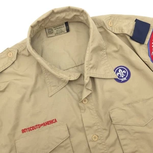 Boy Scouts of America Uniform Shirt Adult Large Short Sleeve Button Up Beige Men - Picture 1 of 10