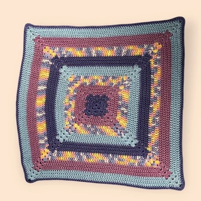 Handmade Crochet Afghan Square Pastel Colors Newborn Blanket Wrap Crib HUGS NEW - Image 1 of 4