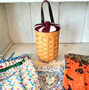 Divertido LOTE de Cesta Longaberger Sm Gatehouse con 9 Forros, 1 Tapa, 2 Dijes - Imagen 1 de 14